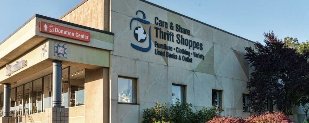 CARE AND SHARE Thrift shop front building